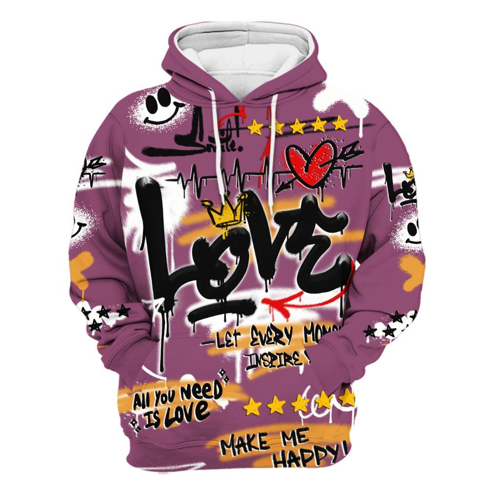 Hoodie To Match High OG Brotherhood 1s - Happy Love Beats Graffiti Streetwear All Over Print