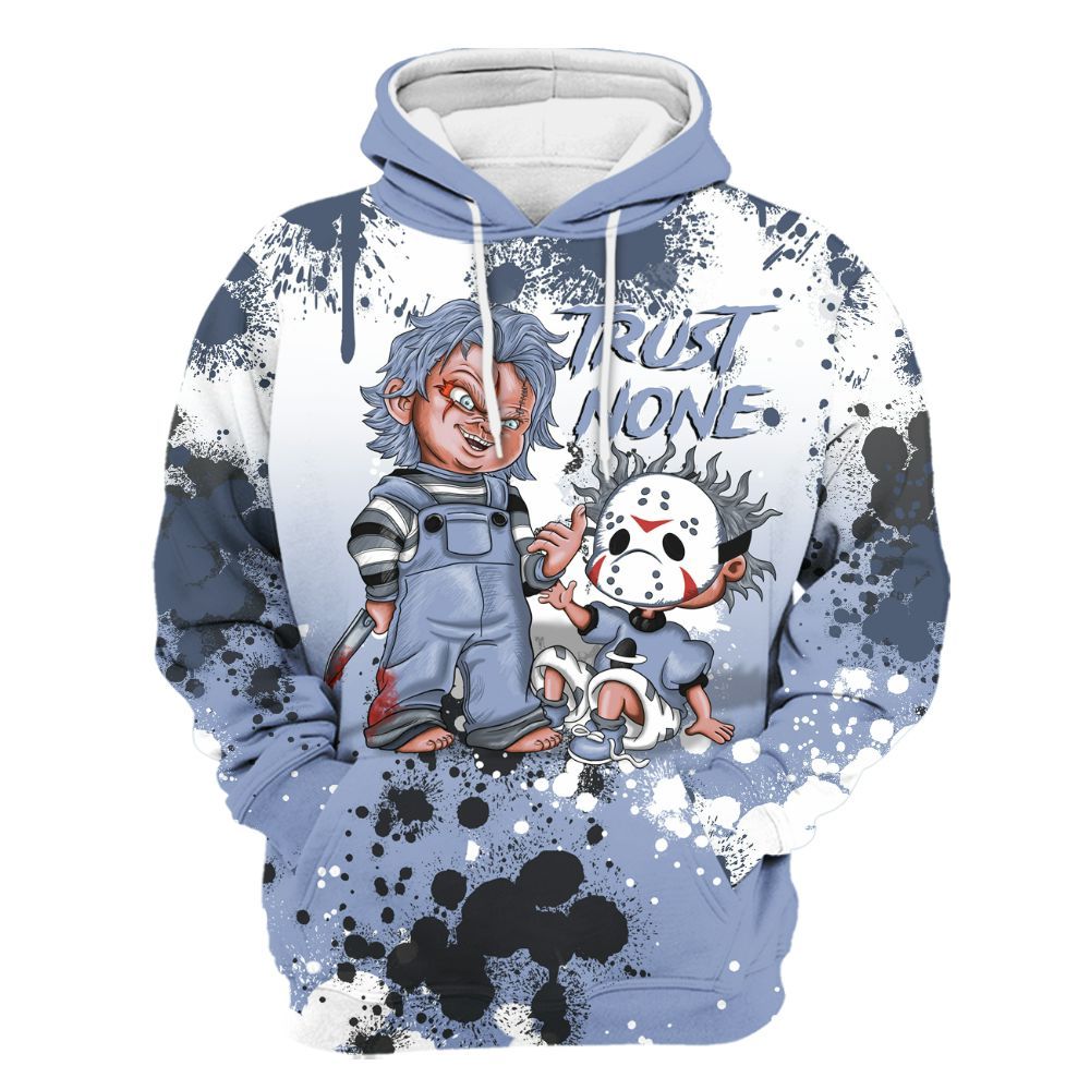 Hoodie To Match Retro Blue Grey 13s - Trust No One Scary All Over Print
