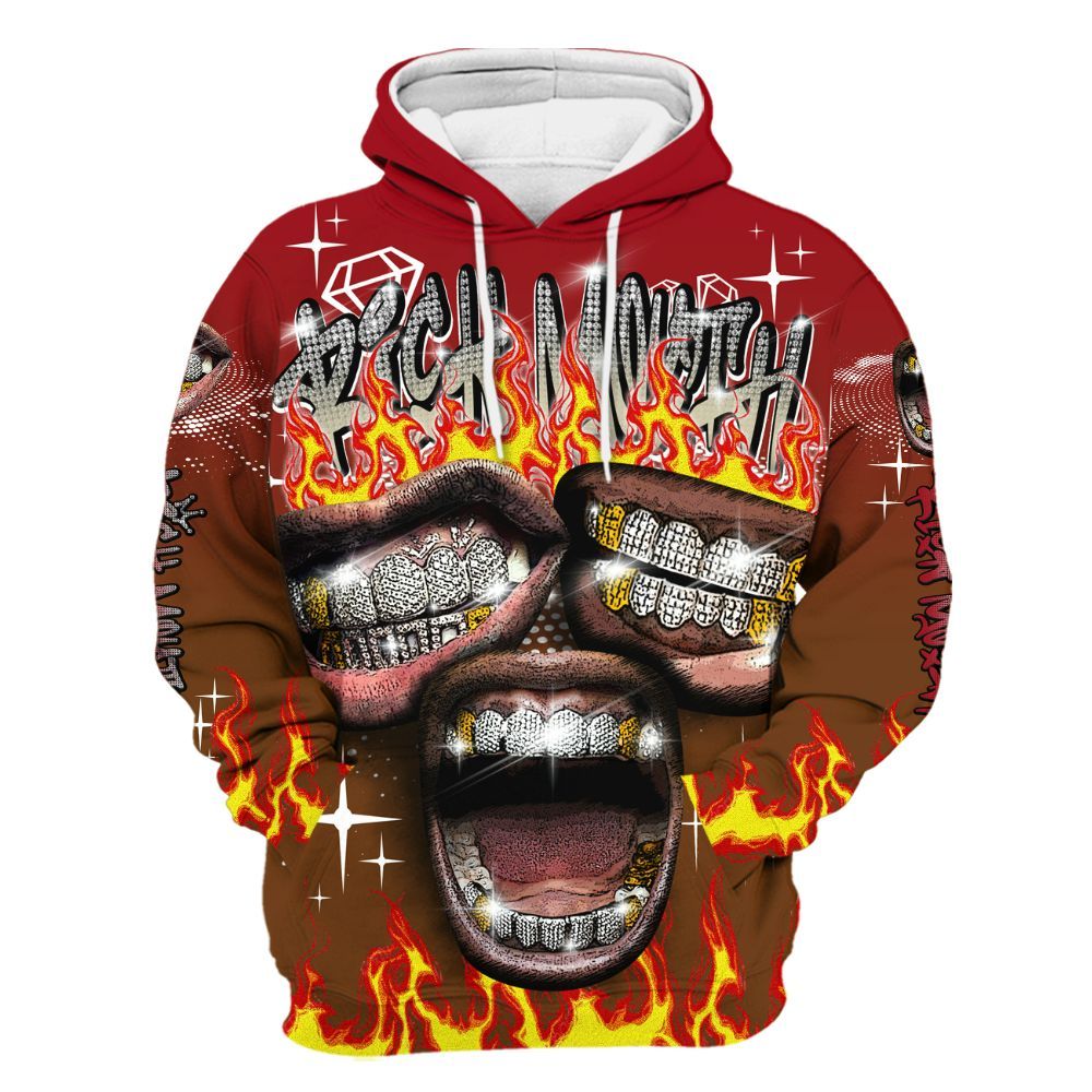 Hoodie To Match Archaeo Brown 5s - Rich Mouth Fire Rap Retro 90s All Over Print