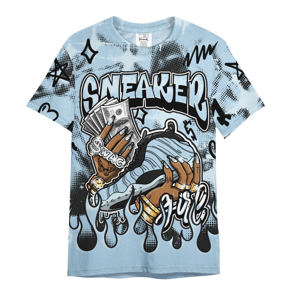 Shirt To Match Foamposite One Psychic Blue - Sneaker Girl Moneys Grunge All Over Print