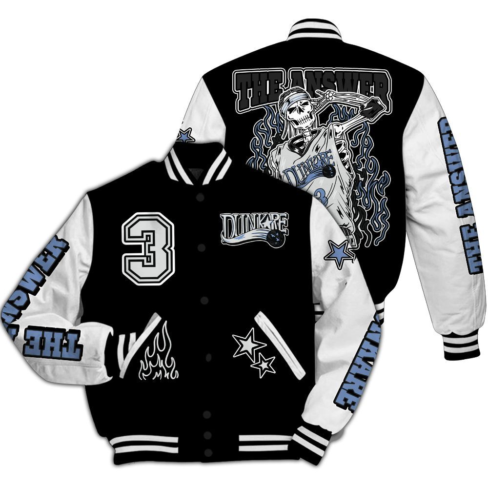 Varsity Jacket To Match Mid Space Jam 1s - Allen Answer Skeleton All Over Print