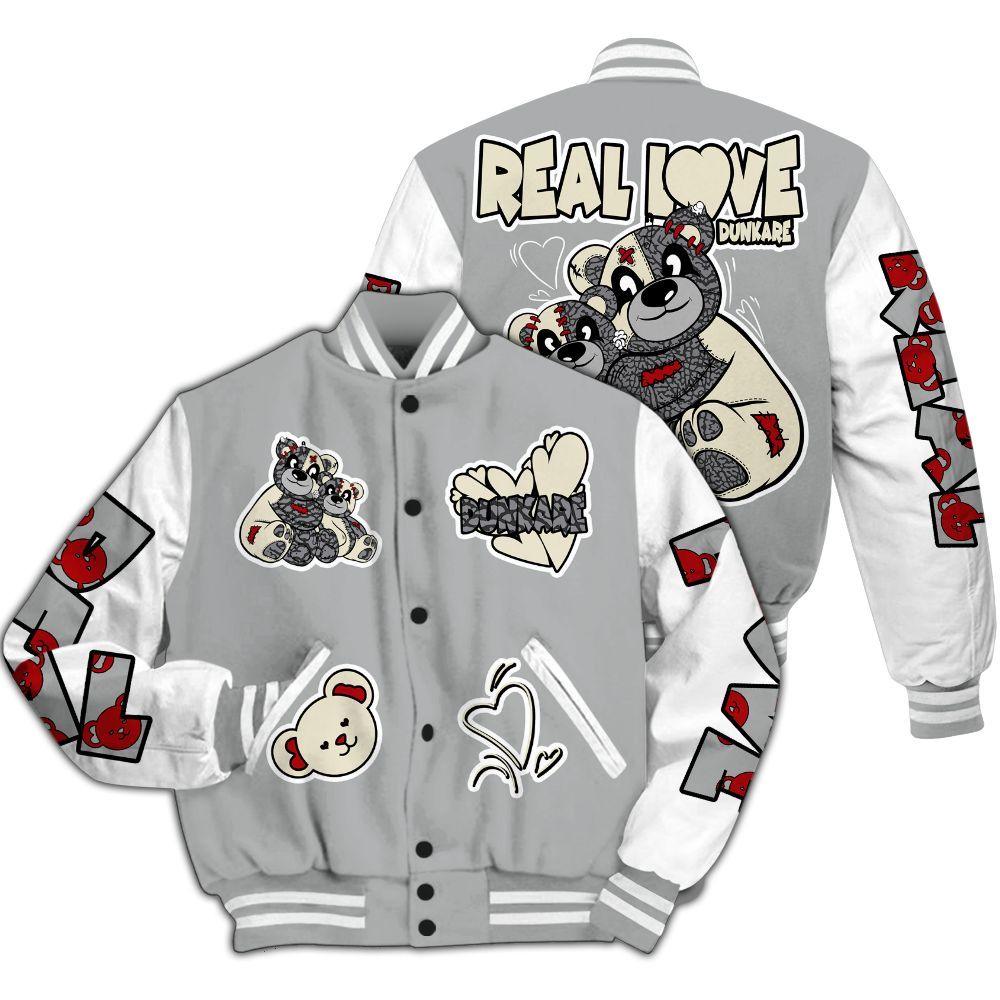 Varsity Jacket To Match Cement Grey 3s - Sincere Fondness Bear All Over Print