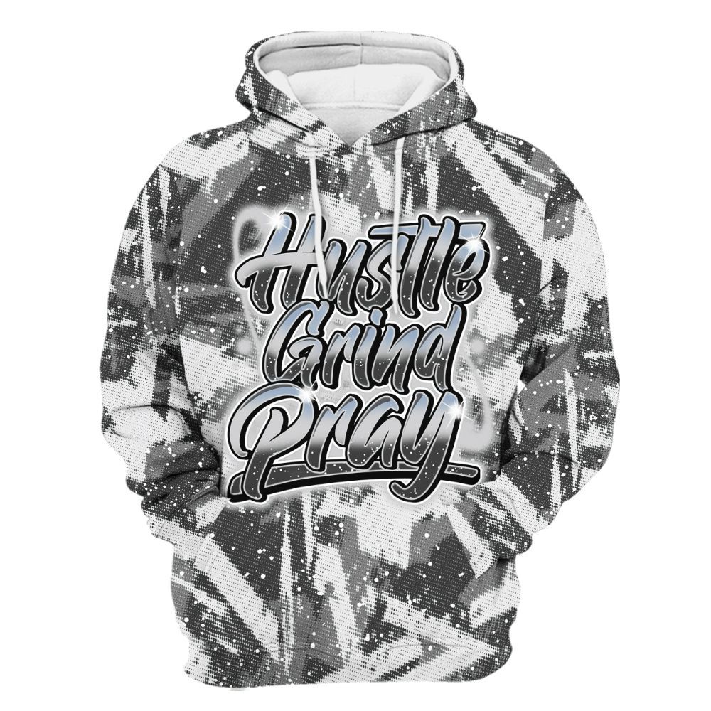 Hoodie To Match Reverse Black White 6s - Hustles And Prayer Graphic Halftone All Over Print