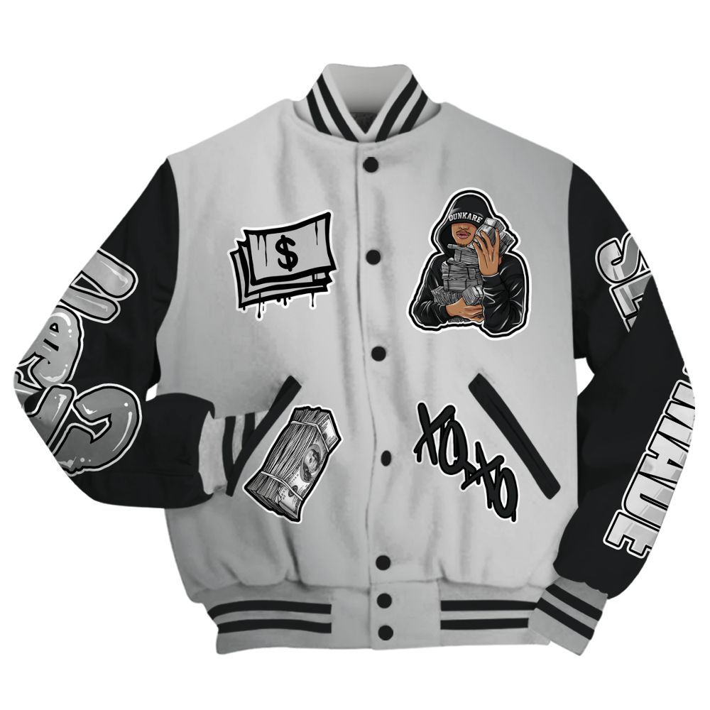 Varsity Jacket To Match Metallic Silver 14s - Selfmade Unique All Over Print