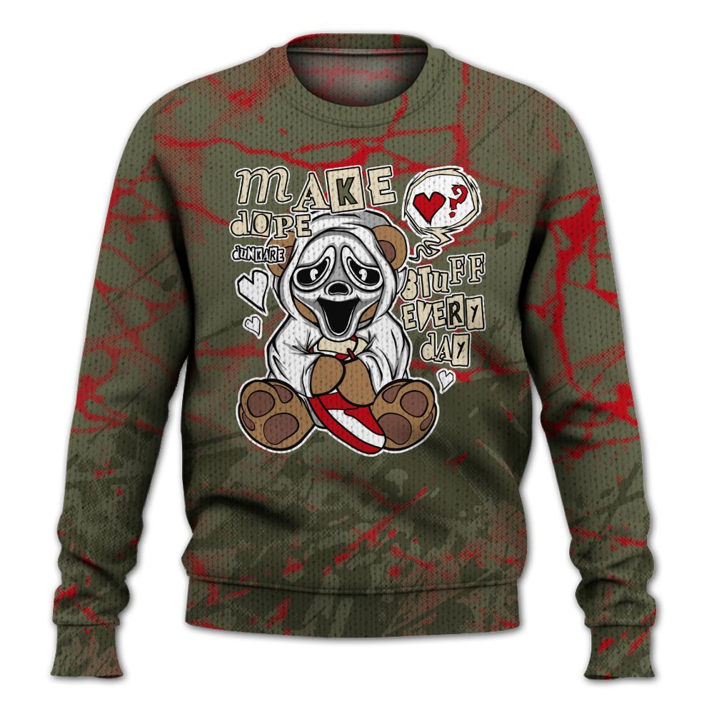 Knitted Sweater To Match Travis Scott Low OG Medium Olive 1s - Make Dopes Bear Profound