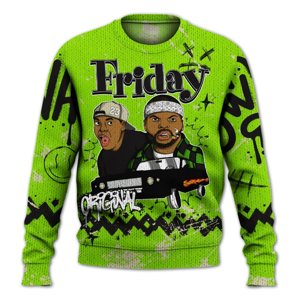 Knitted Sweater To Match Electric Green 6s - Friday Sneaker Crayon