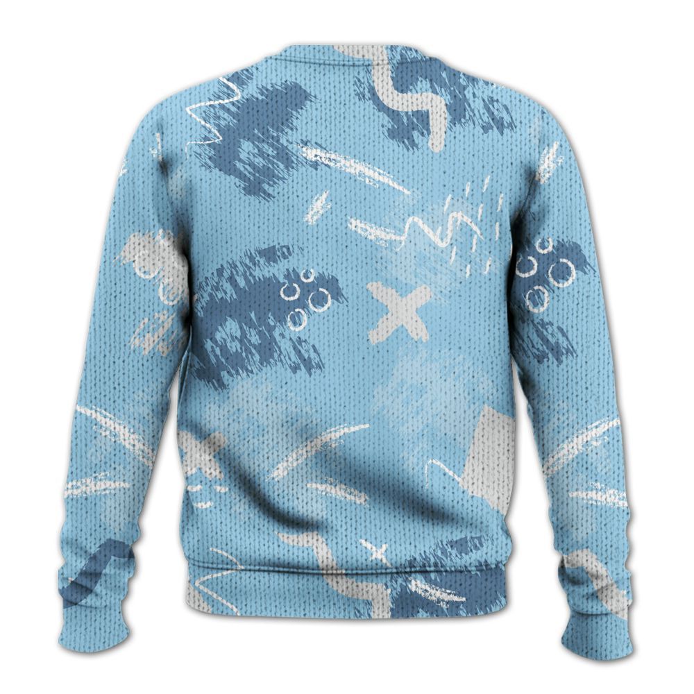 Knitted Sweater To Match Legend Blue 11s - Hustle Grind Pray Retro