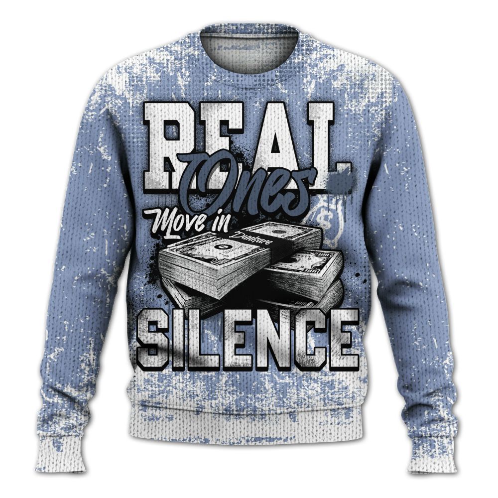 Knitted Sweater To Match Retro Blue Grey 13s - Move In Silence Money Street Retro