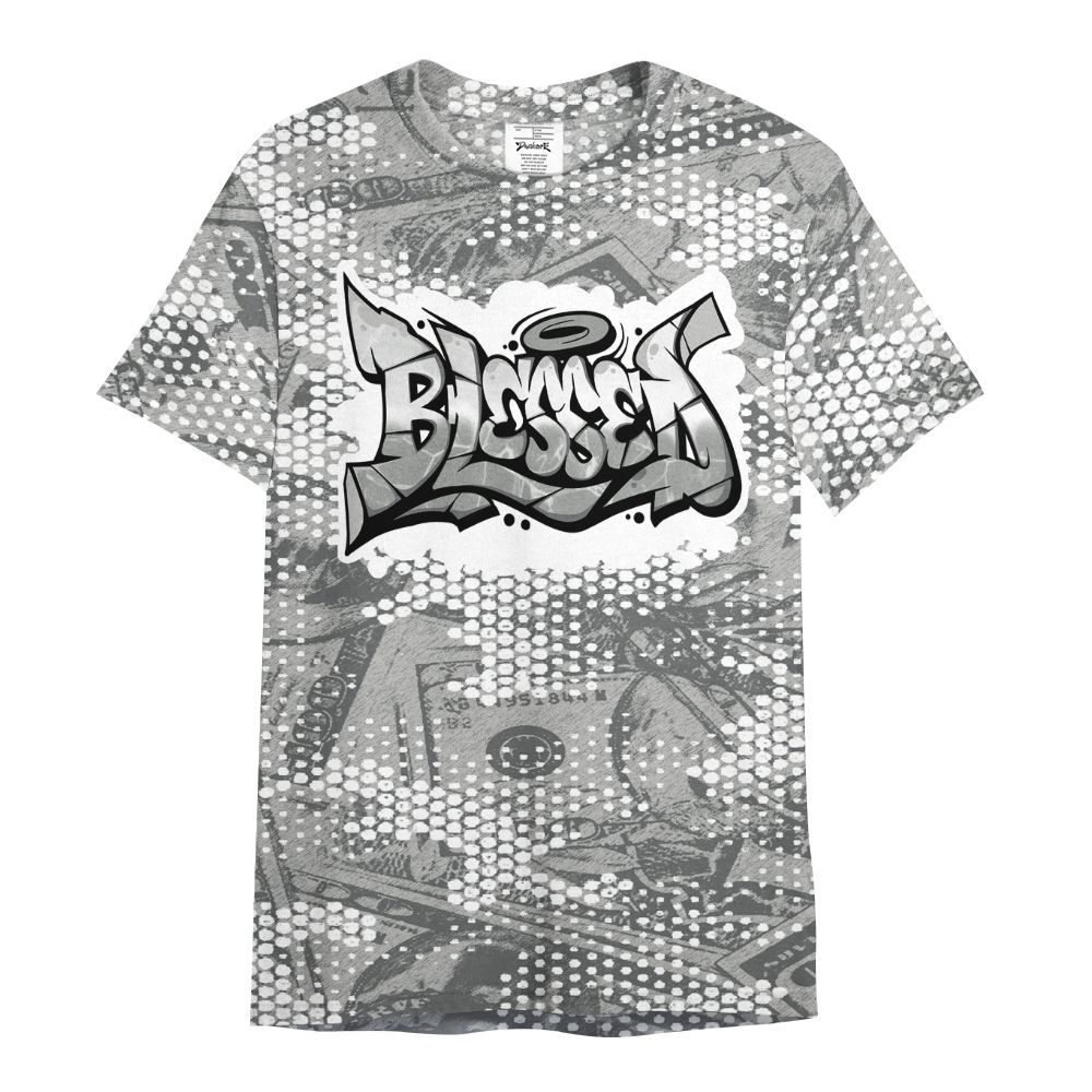 Shirt To Match Retro Wet Cement 4s - Blessing Graphic Banknotes All Over Print