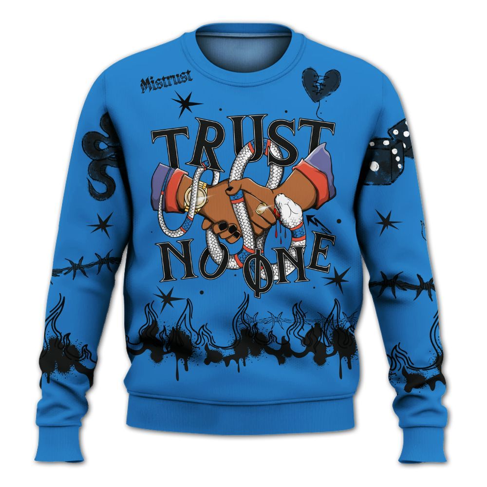 Sweatshirt To Match Hi-Res Blue 700s - Trust No One Snake-Bite Doodle Crayon All Over Print
