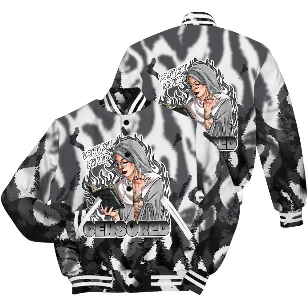 Varsity Jacket To Match White Thunder 4s Shirt - Censoredz Burn All Over Print