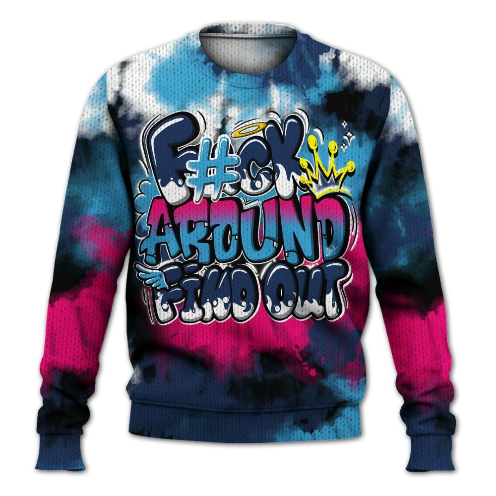 Knitted Sweater To Match Air Max 180 University Blue - Tie Dye FK Around Find Out