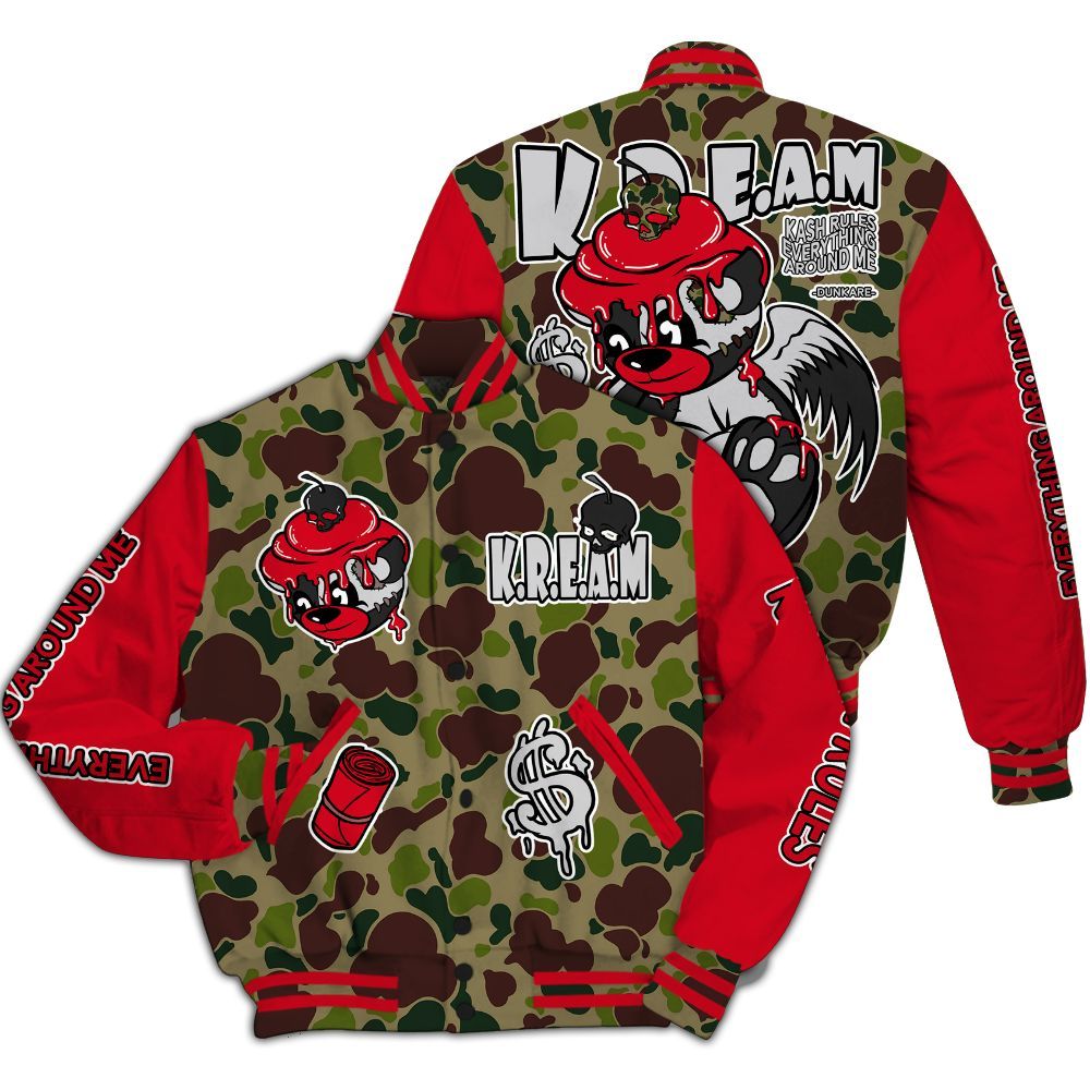 Varsity Jacket To Match Air Max 90 Duck Camo Red - Loot Bear All Over Print