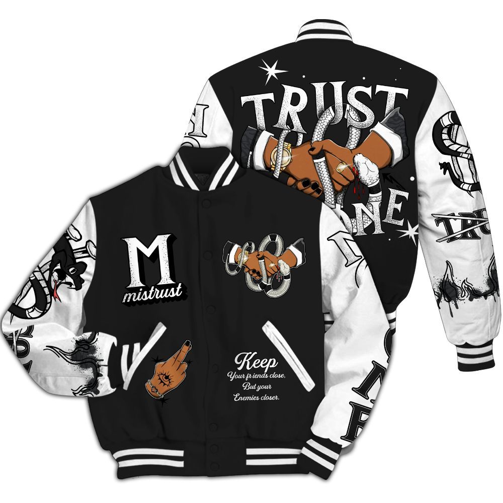 Varsity Jacket To Match Black Cat 3s - Trust No One Snake-Bite Street Style All Over Print