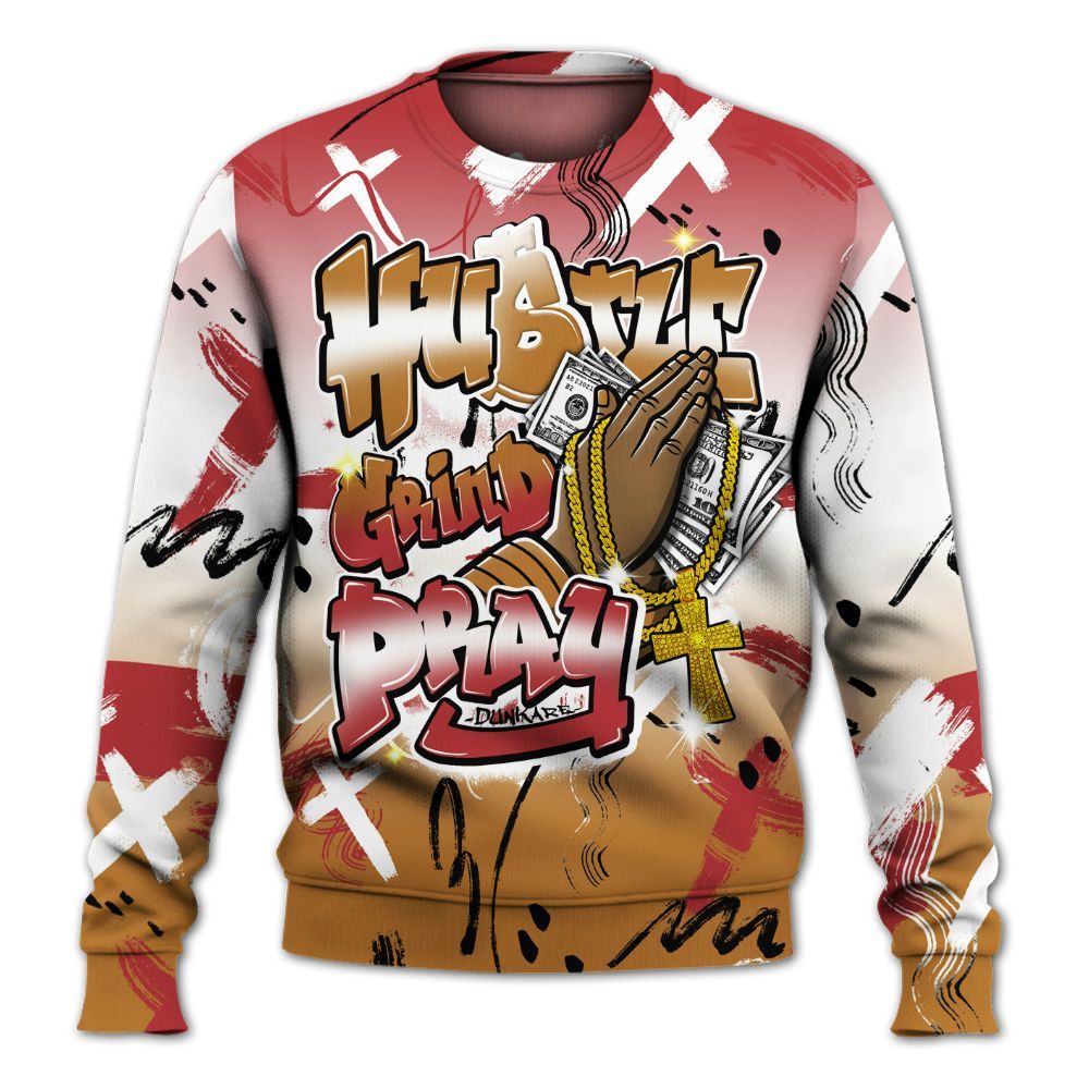 Sweatshirt To Match Air Max Plus Sunset Swarovski - Money Hustle Grind Pray All Over Print