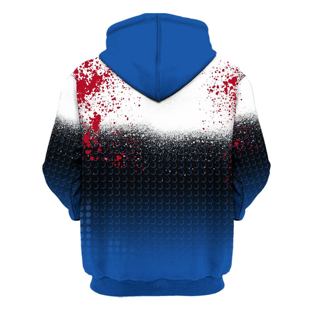 Hoodie To Match Air Griffey Max Black Red Navy Blue 1s - Halftone Time Is Money All Over Print