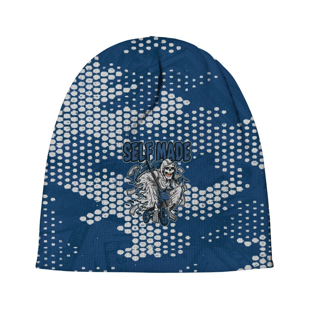 Beanie Hat To Match High OG Midnight Navy 1s - Self Make Skeleton Banknotes Art Graphic