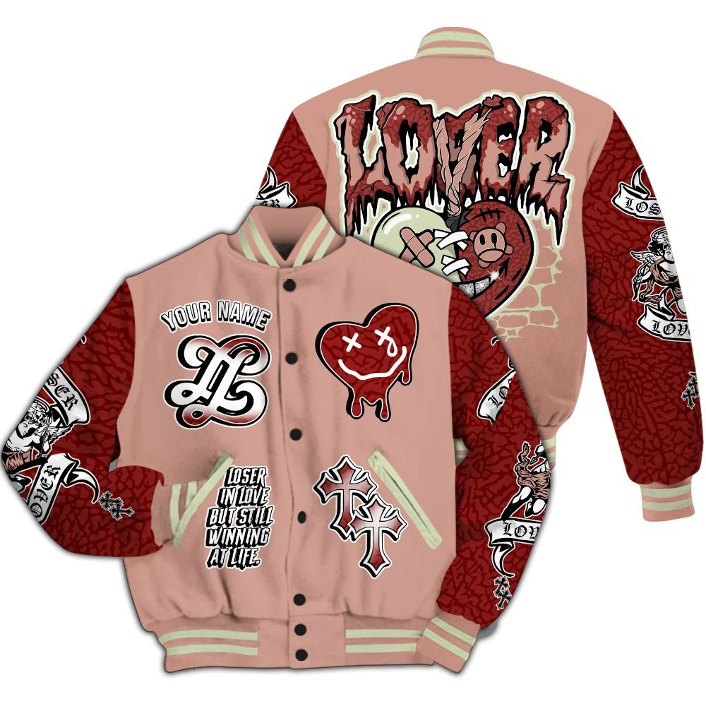 Varsity Jacket To Match Valentines Day 3s - LOVER LOSER Custom Name Baseball Varsity Jacket All Over Print