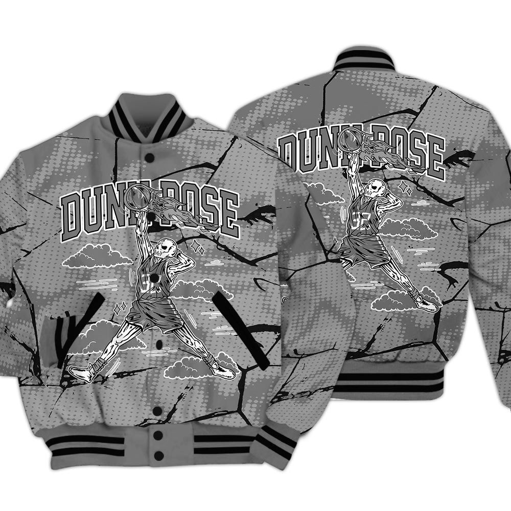 Varsity Jacket To Match Black Wolf Grey 12s - Pose Skeleton Crack Varsity Jacket Unisex