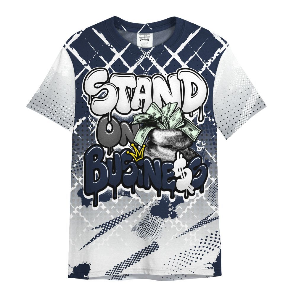 Shirt To Match Dunk Low White Midnight Navy - Halftone Stand Business Dripping All Over Print