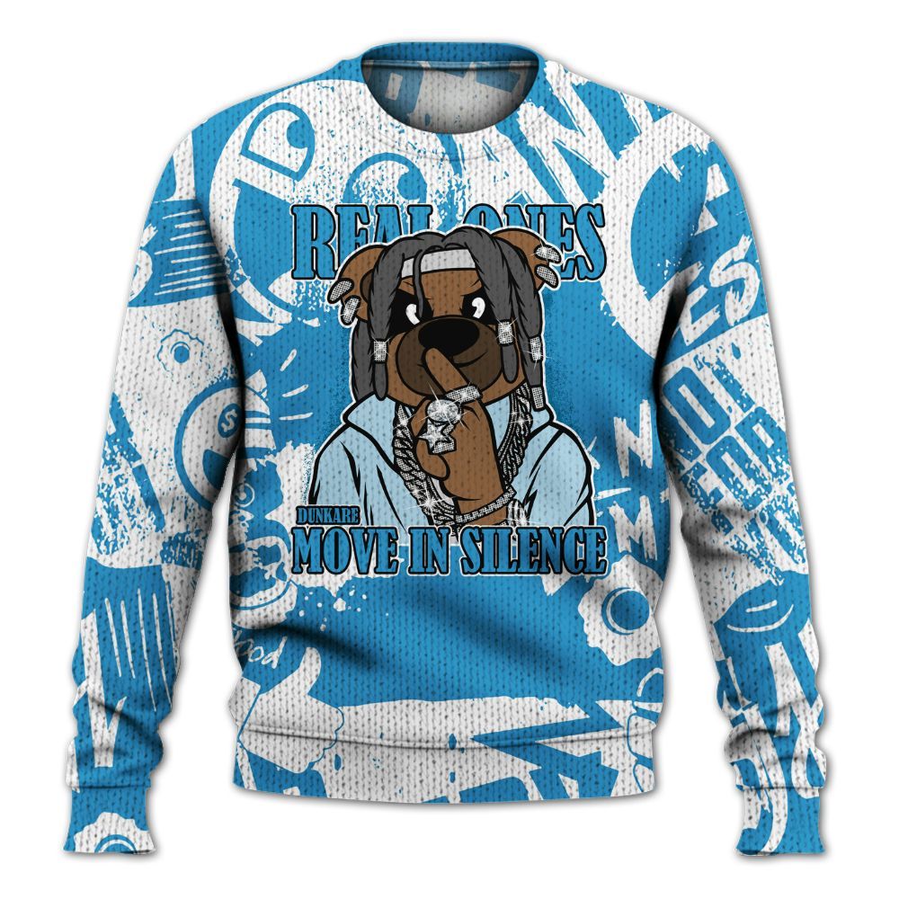 Knitted Sweater To Match Powder Blue 9s - Silent Achievers Bear Monogram Graffiti