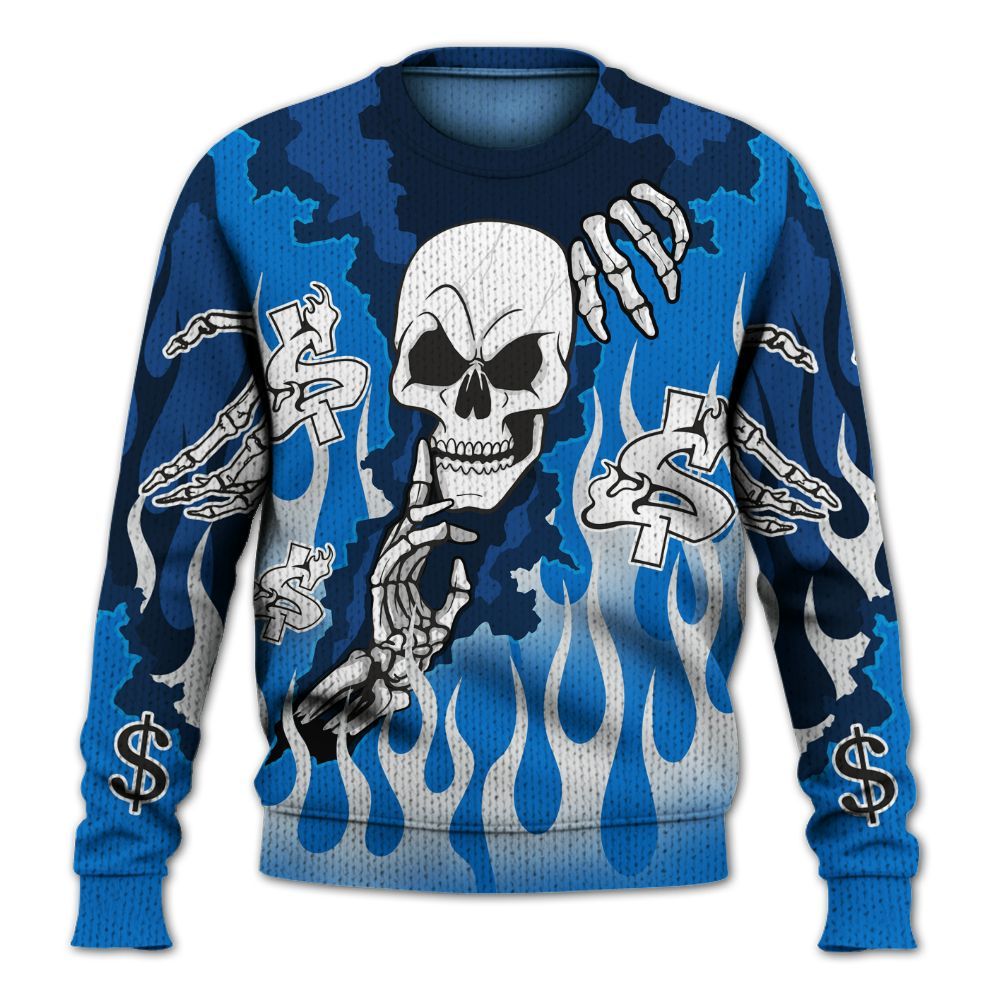 Knitted Sweater To Match Blueberry 12s - Ones Move In Silence Graphic Trapped