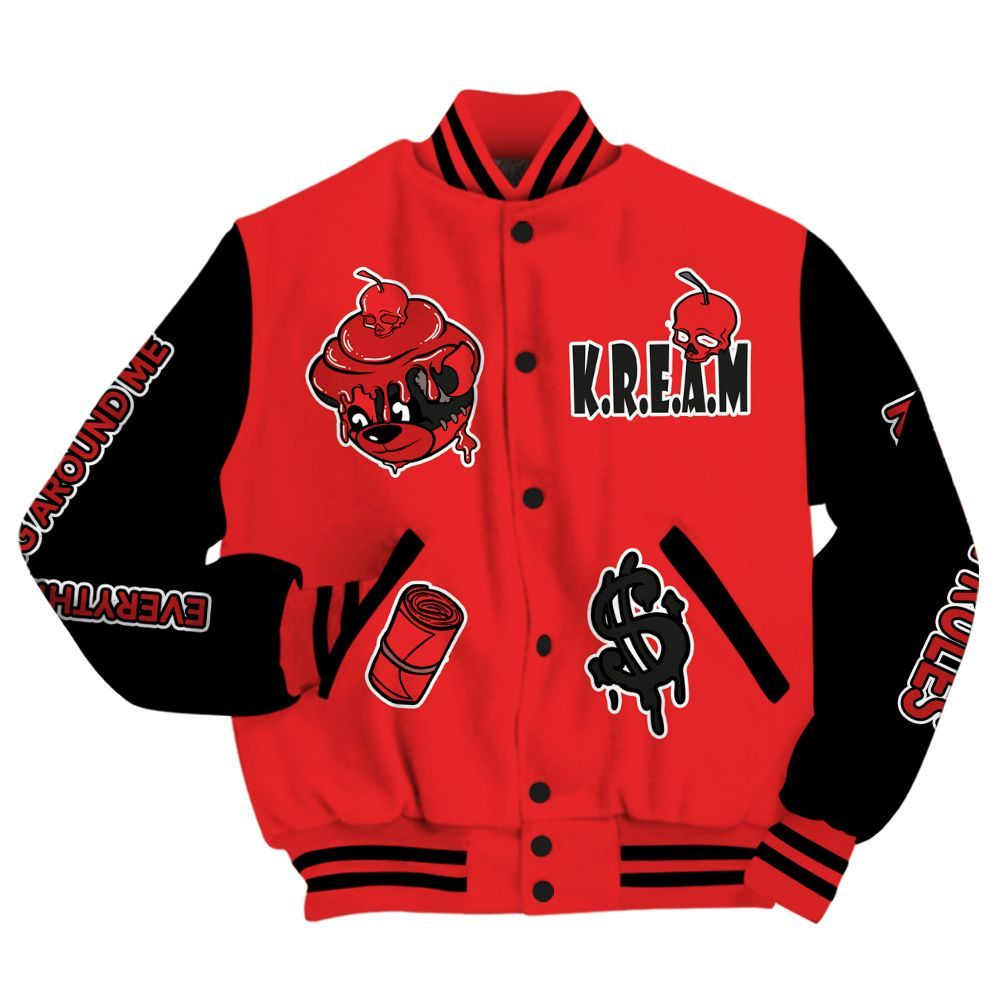 Varsity Jacket To Match Red Thunder 4s - Loot Bear All Over Print