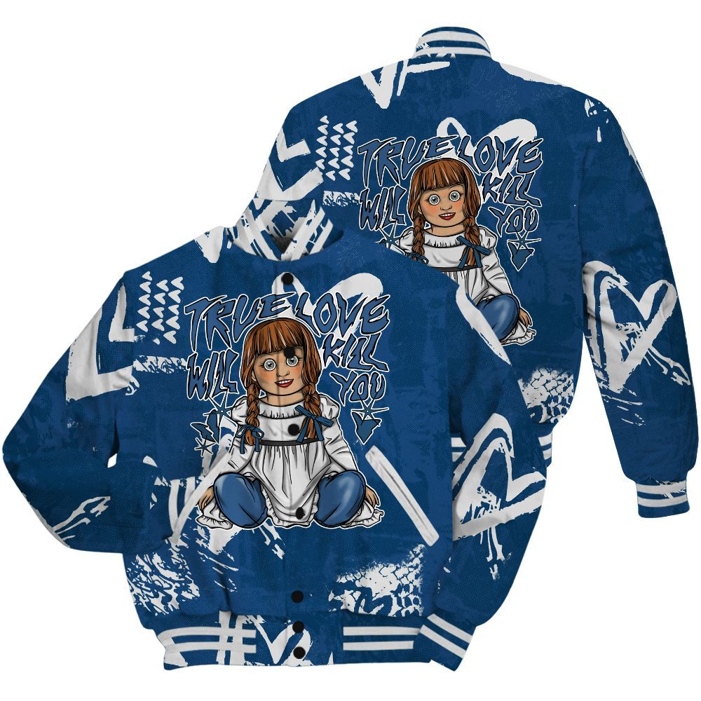 Varsity Jacket To Match High OG Midnight Navy 1s Shirt - Genuine Loves Bear Heart Grunge All Over Print