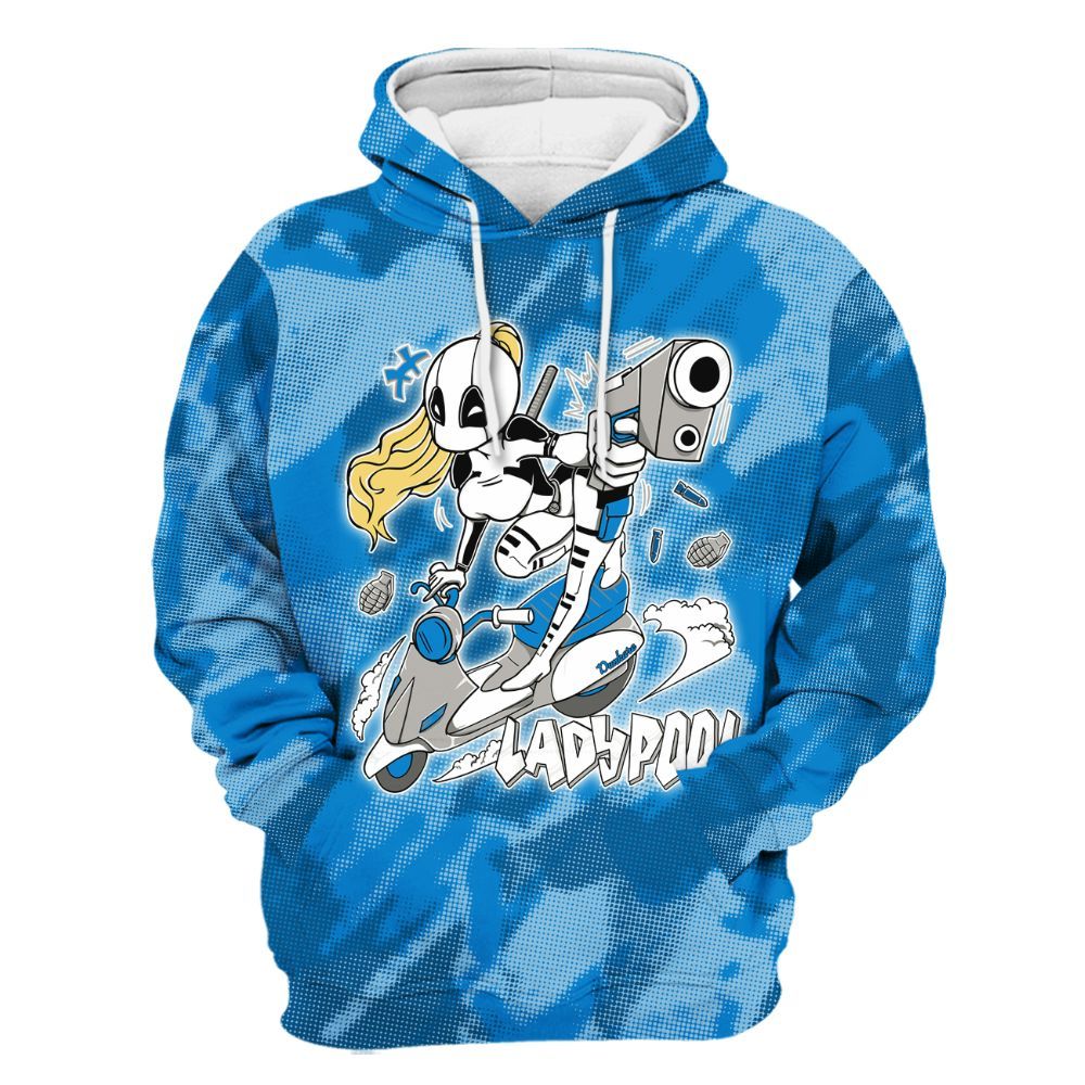 Hoodie To Match Military Blue 4s - Lady Pool Cartoon Abstract Halftone All Over Print