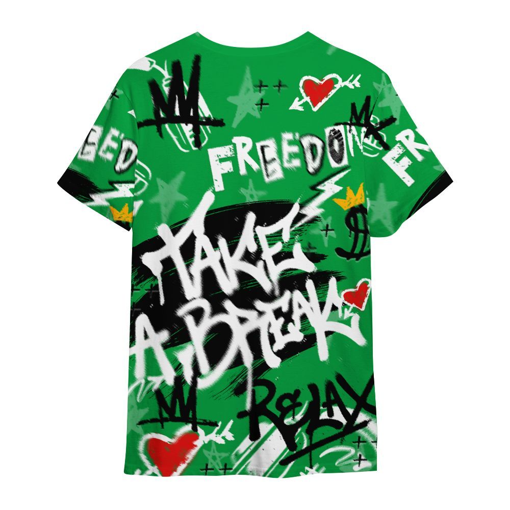 Shirt To Match Low Lucky Green 1s - Take Break Freedom Graffiti Streetwear All Over Print
