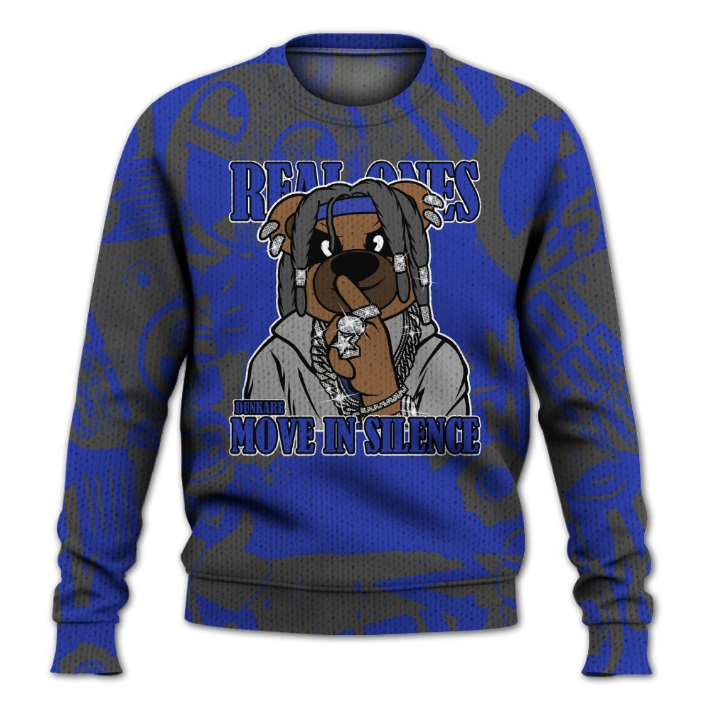 Knitted Sweater To Match Air Max Plus Black Racer Blue - Silent Achievers Bear Monogram Graffiti