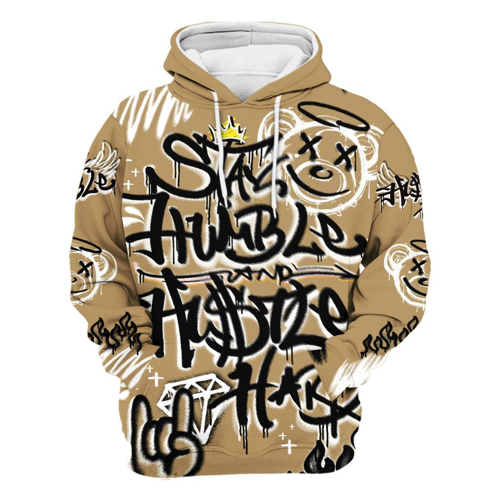 Hoodie To Match High OG Black Metallic Gold 1s - Humble Drip Streetwear Graffity All Over Print