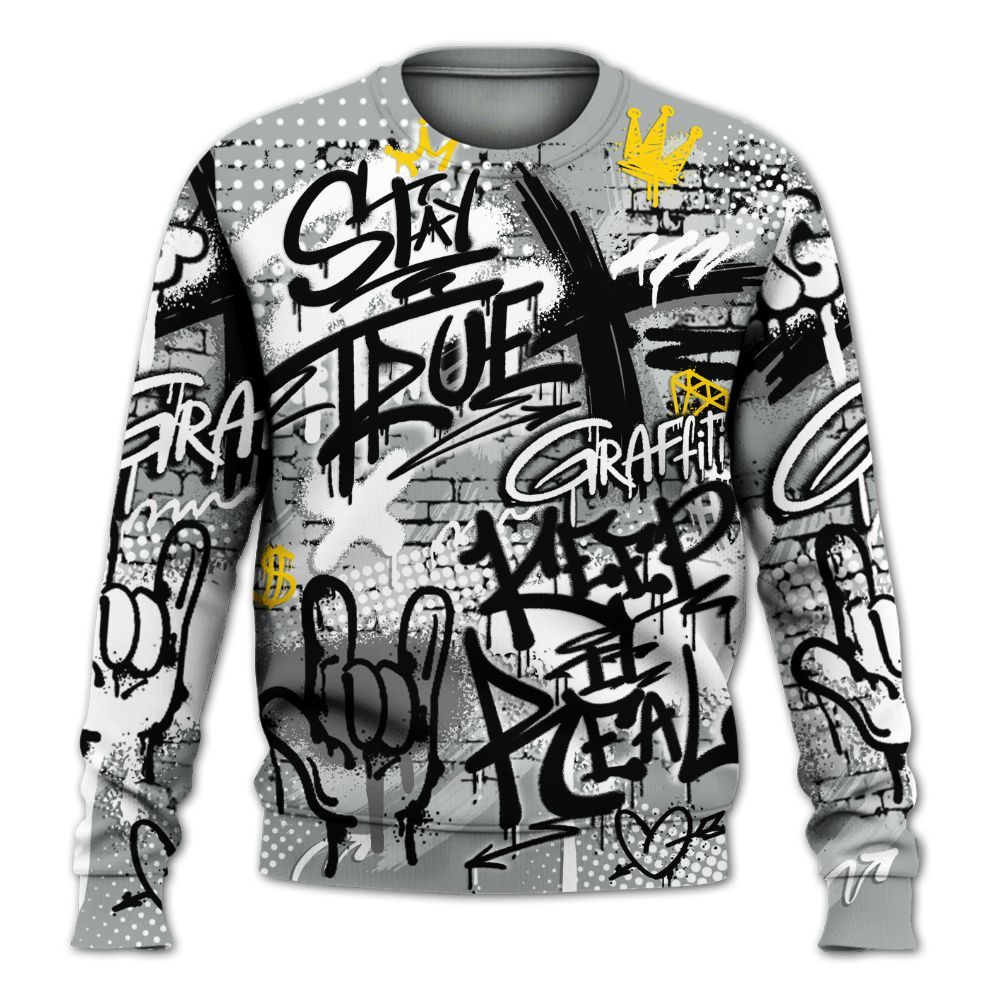 Sweatshirt To Match Dunk Low White Light Smoke Grey - True It Real Graffiti Streetwear All Over Print
