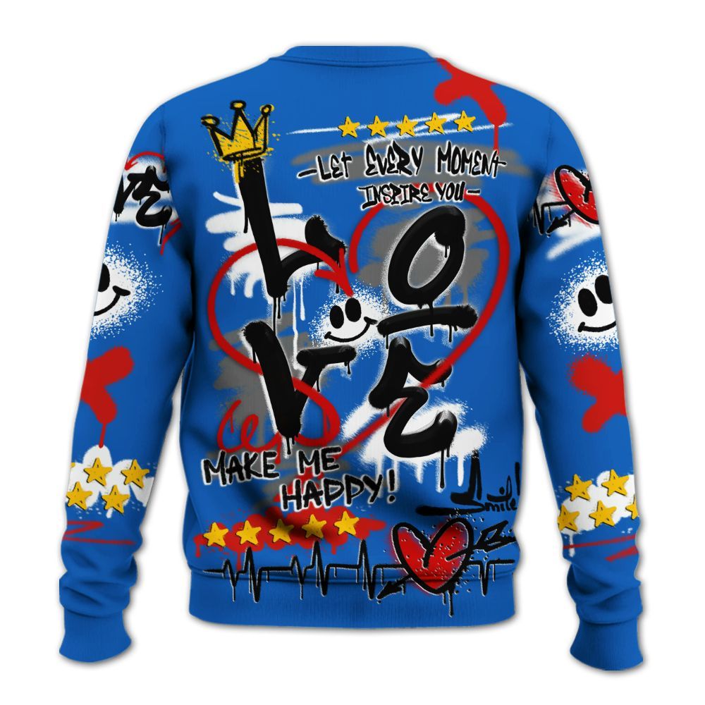 Sweatshirt To Match Kobe 6 Game Royal - Happy Love Beats Graffiti Streetwear All Over Print
