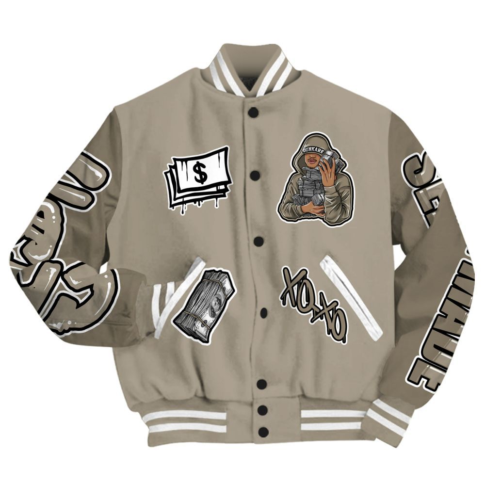 Varsity Jacket To Match High OG Khaki 1s - Selfmade Unique All Over Print
