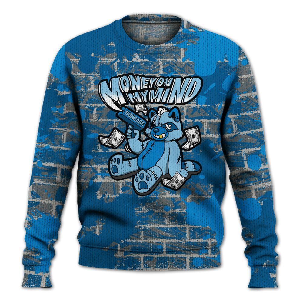 Knitted Sweater To Match Industrial Blue 4s - Money On My Mind Raccoon Brick