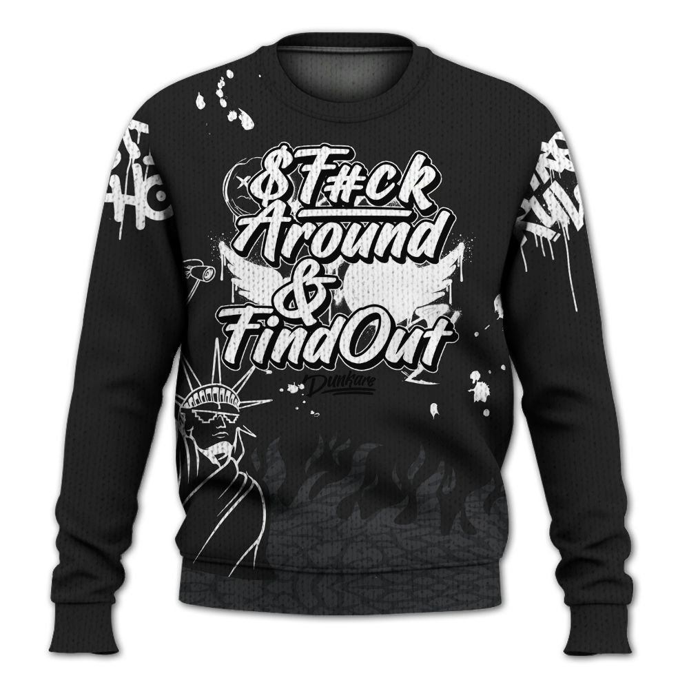 Knitted Sweater To Match Black Cat 3s - Graphic Fck Around Find Out