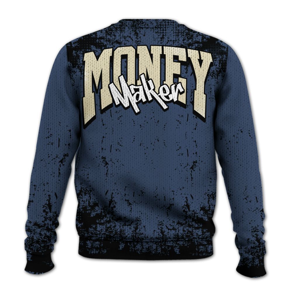 Knitted Sweater To Match Diffused Blue 3s - Move In Silence Money Street Retro