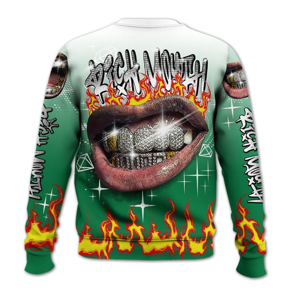 Sweatshirt To Match Pine Green 13s - Rich Mouth Fire Rap Retro 90s All Over Print