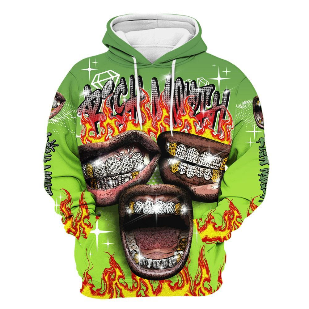 Hoodie To Match Kobe 6 SE Grinch - Rich Mouth Fire Rap Retro 90s All Over Print