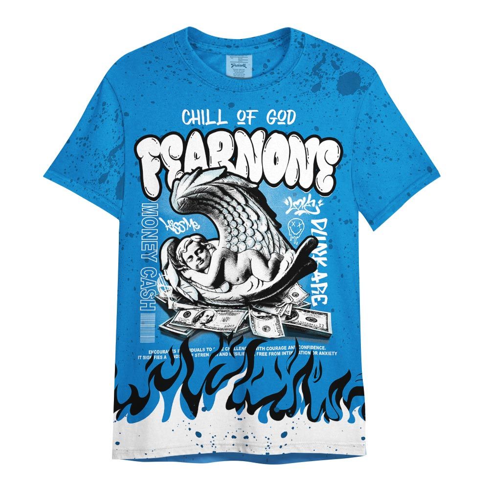 Shirt To Match Industrial Blue 4s - Chill Of God Fear None Shirt Military Blue 4s Outfit
