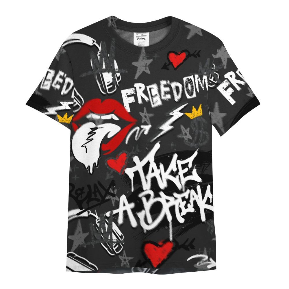 Shirt To Match Black Cat 3s - Take Break Freedom Graffiti Streetwear All Over Print