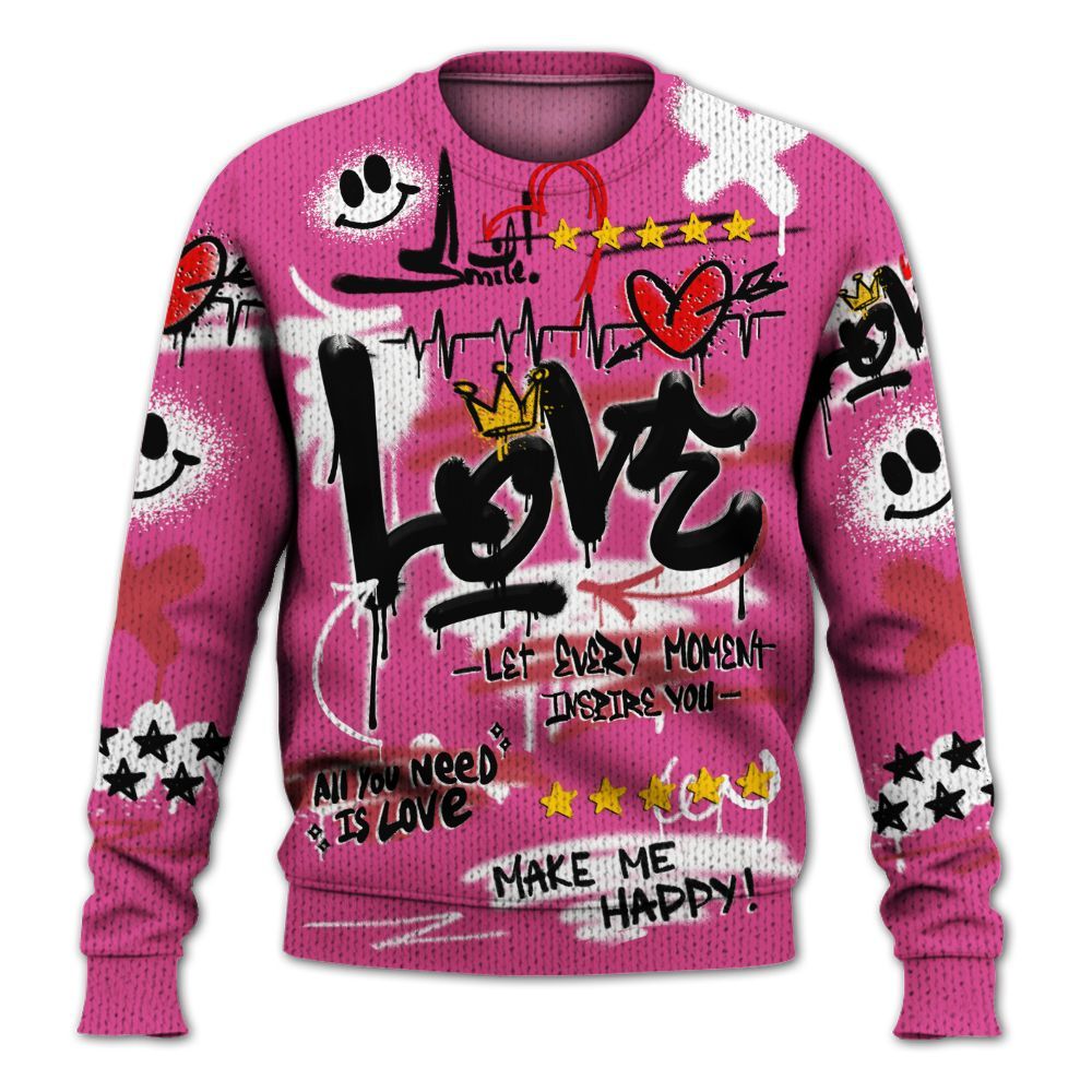 Knitted Sweater To Match KD 4 Aunt Pearl - Happy Love Beats Graffiti Streetwear