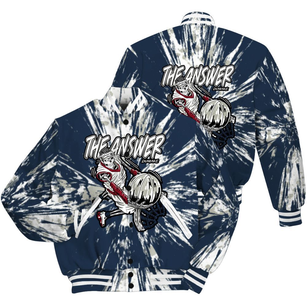 Varsity Jacket To Match Navy Blue 2024 6s Shirt - The Answer Skeleton Luxury All Over Print
