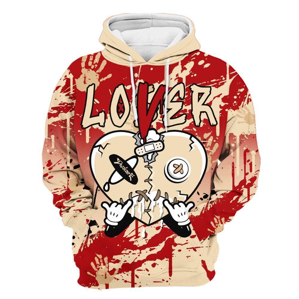 Hoodie To Match Dunk Low Strawberry Waffle - Loser Lover Drip Heart All Over Print