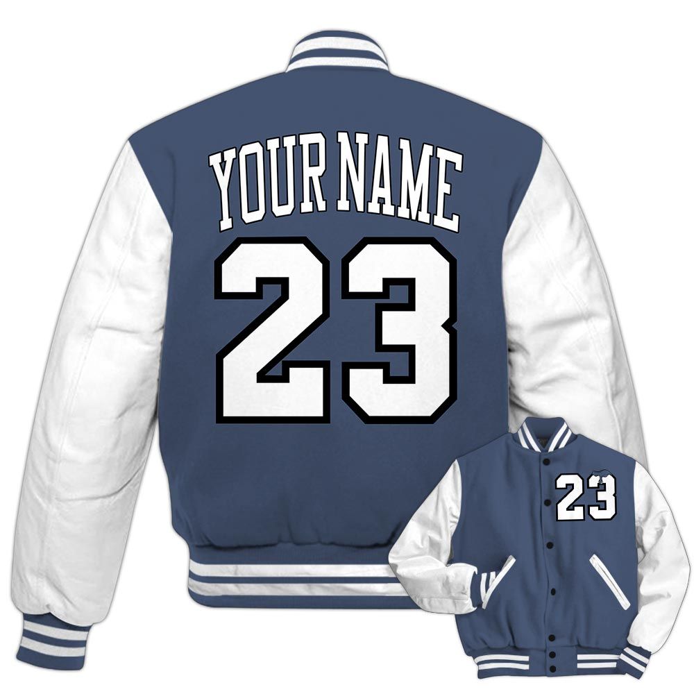 Varsity Jacket To Match Low Diffused Blue 11s - Custom Name Number 23 Drip Varsity Jacket Outfit 1505 NCT