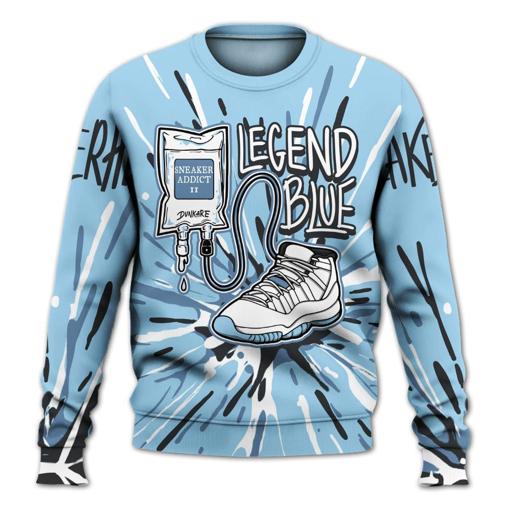 Sweatshirt To Match Legend Blue 11s - Sneaker Sickness Splash All Over Print