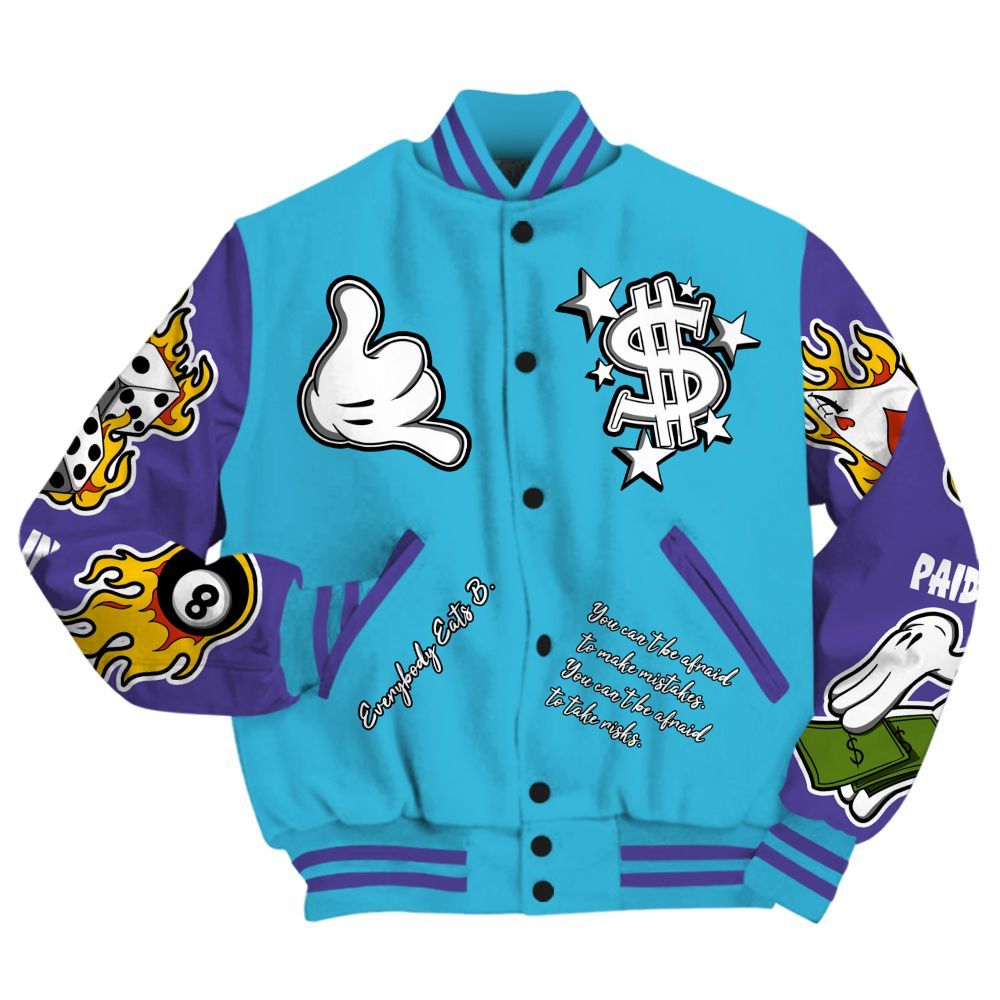 Varsity Jacket To Match Retro Aqua 6s - Everybody Paid In Full Graphic All Over Print
