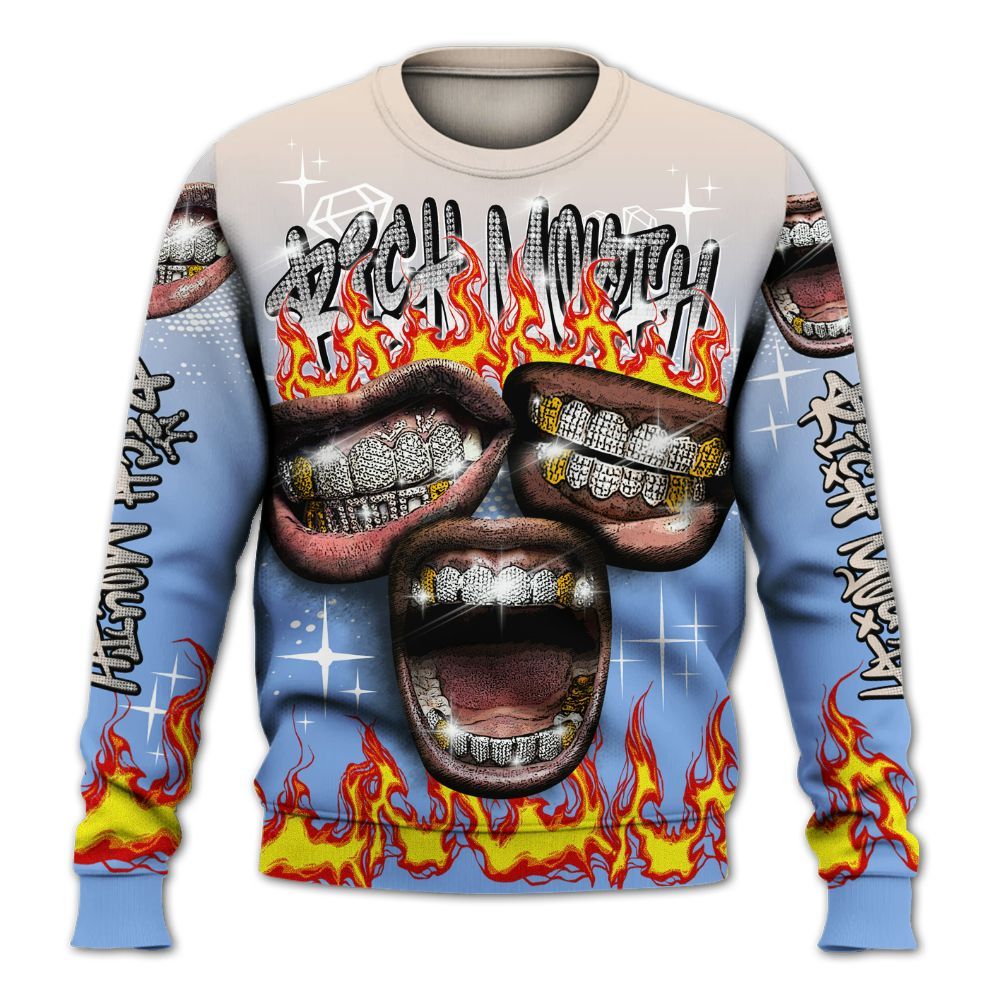 Sweatshirt To Match Air Max 1 Royal Pulse - Rich Mouth Fire Rap Retro 90s All Over Print