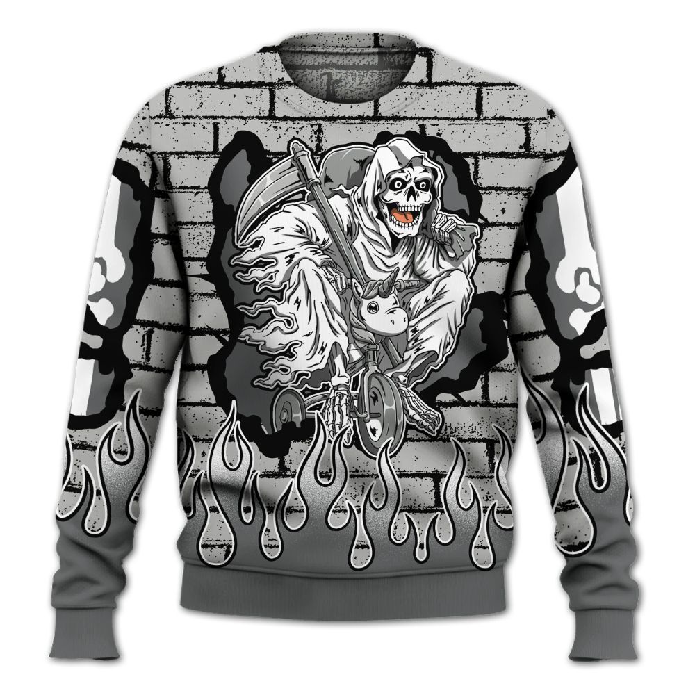 Sweatshirt To Match Retro Wet Cement 4s - Self Make Skeleton Crashed All Over Print